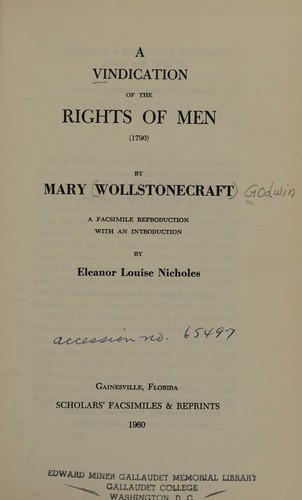 A vindication of the rights of men (1790)